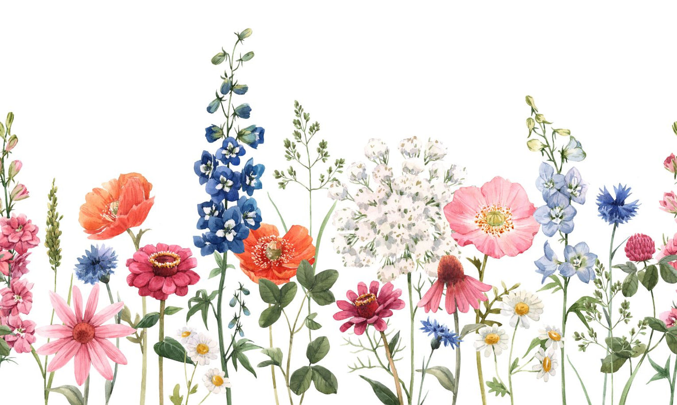Watercolor Wild Flowers Wallpaper Mural