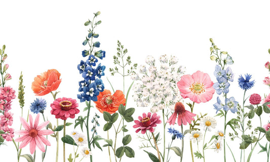 Watercolor Wild Flowers Wallpaper Mural