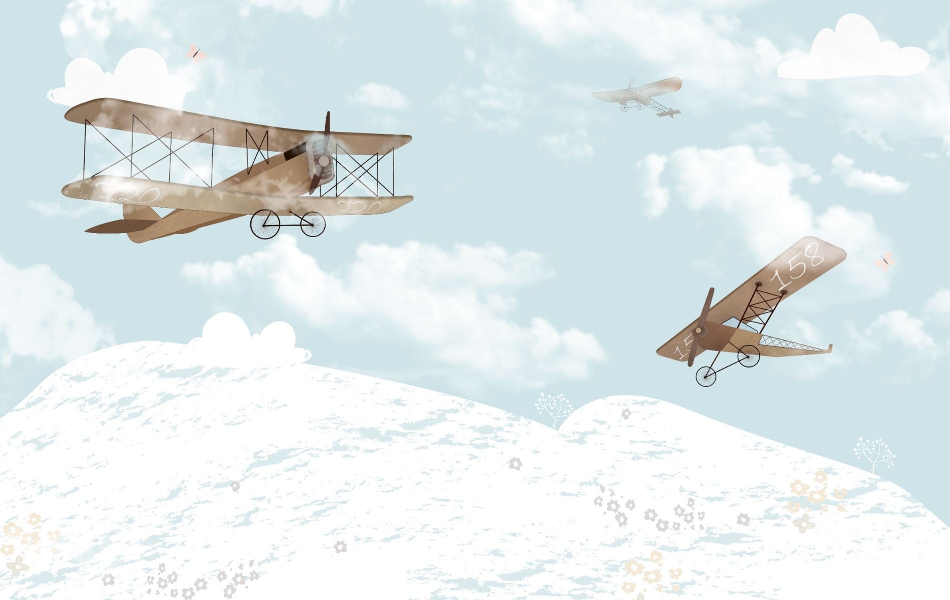 Flying Airplanes in the Sky Wallpaper in your room — zoomed