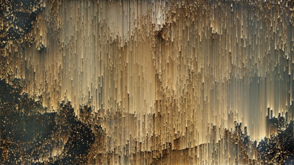 Gold Falling Light Pixels Wallpaper Murals in your room