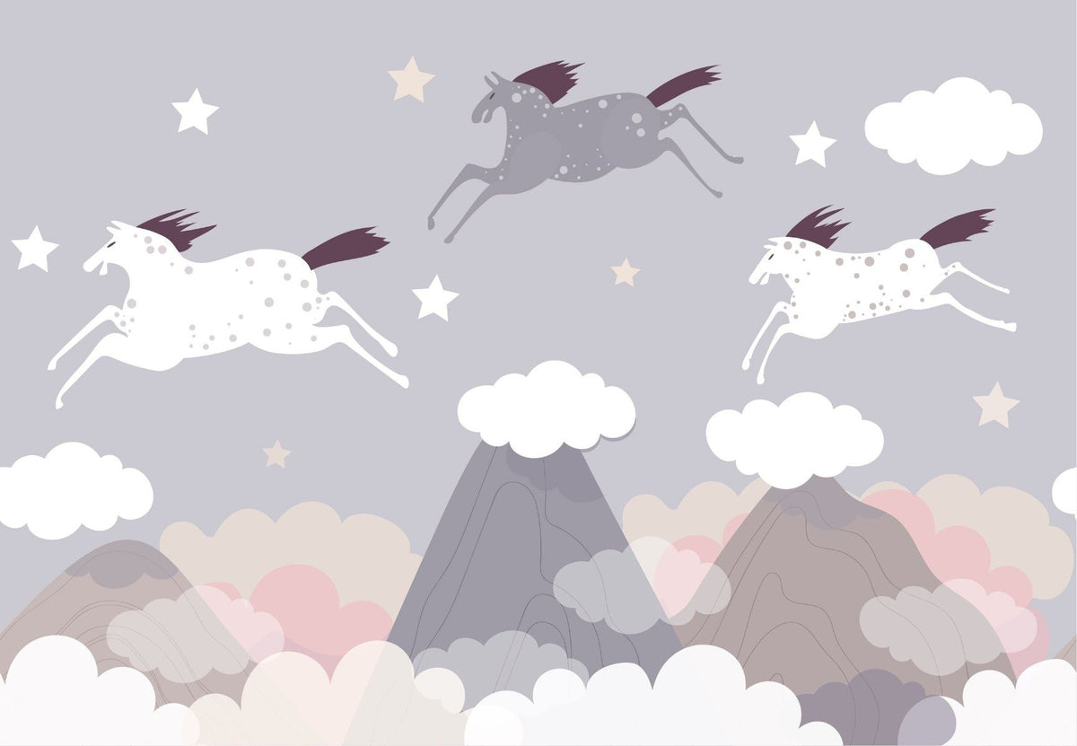 Clouds and Flying Horses Wallpaper Murals in your room