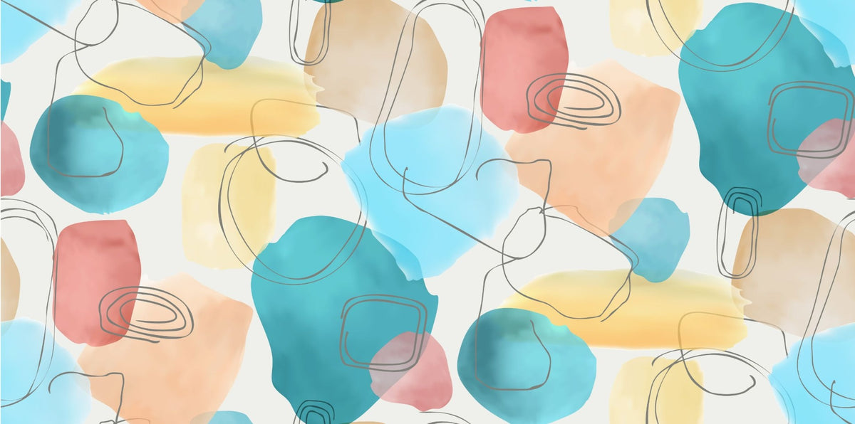 Abstract Shapes in Watercolor colorful wallpaper in your room — zoomed