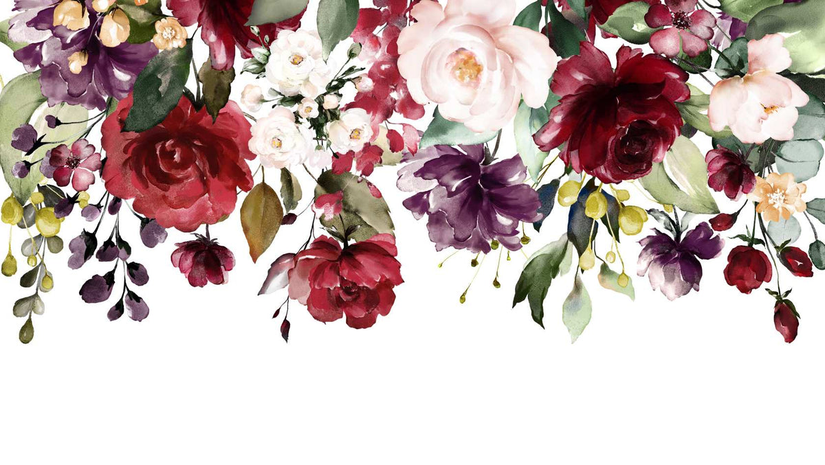 Red and Pink Floral Wallpaper Mural in your room