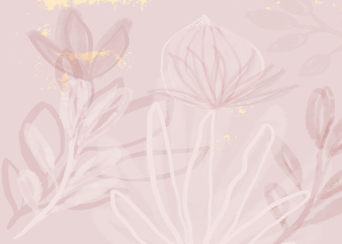 Pink Blush Flowers Wallpaper Mural in your room — zoomed