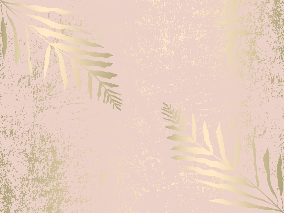 Pink and Gold Leaves Wallpaper Mural in your room — zoomed