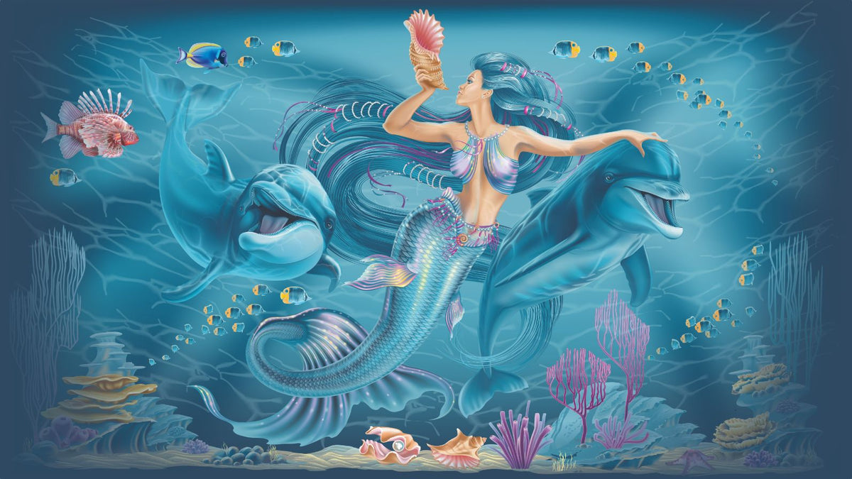 Blue Underwater Mermaid Wallpaper