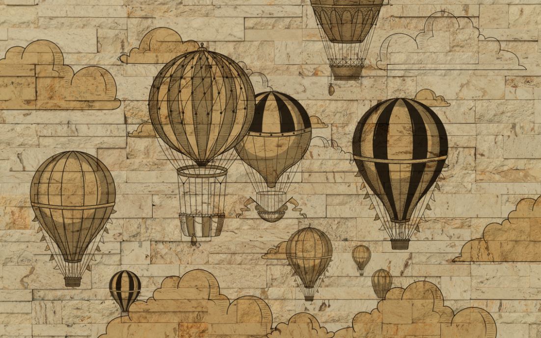 3D Hot Air Balloons Wallpaper in your room — zoomed