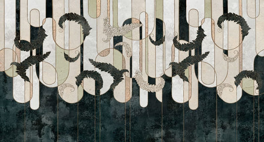 Dark Green Geometry Concrete Wallpaper Murals