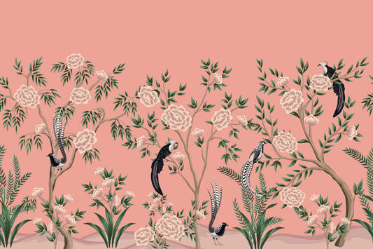 Vintage Chinoiserie Floral Wallpaper Mural