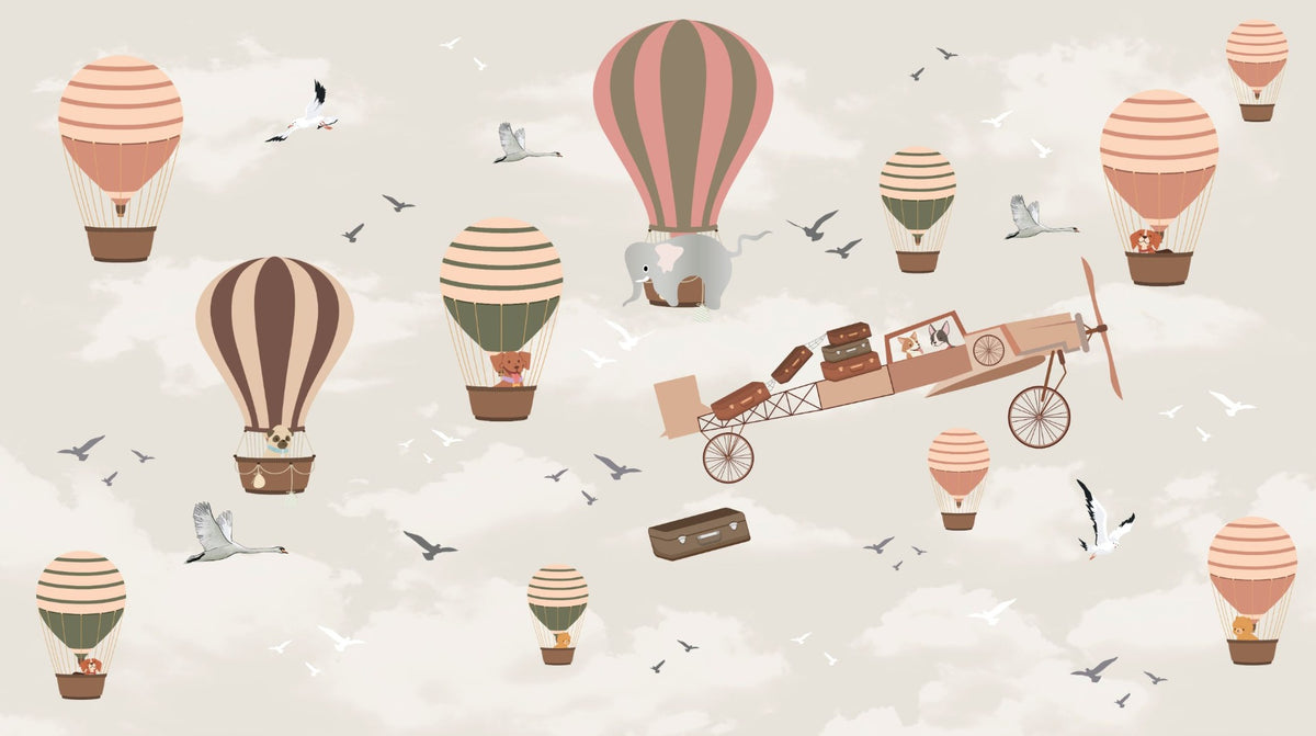 Whimsical Sky High Adventure Mural in your room — zoomed