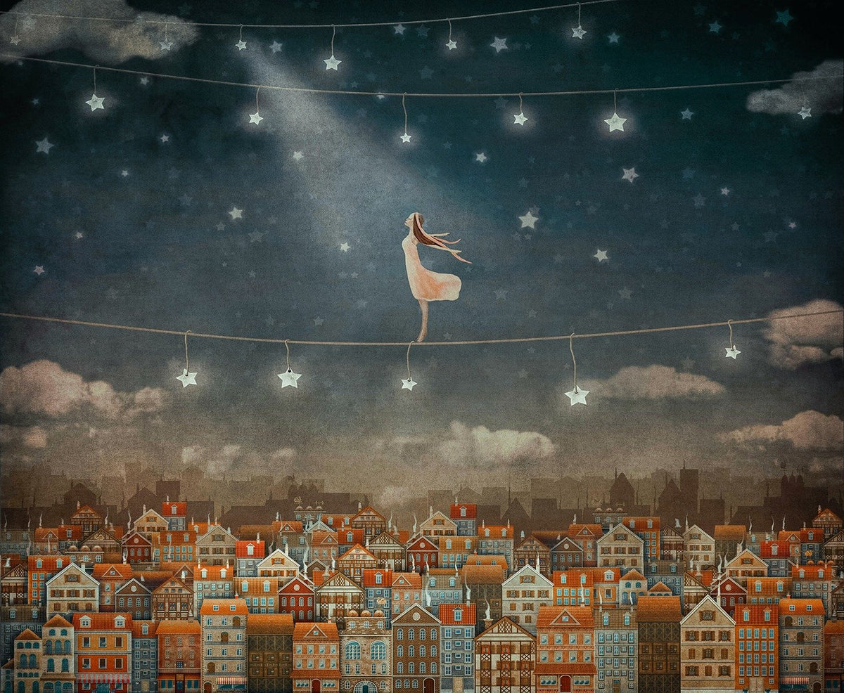 Cute Houses in the Night Wallpaper Mural in your room