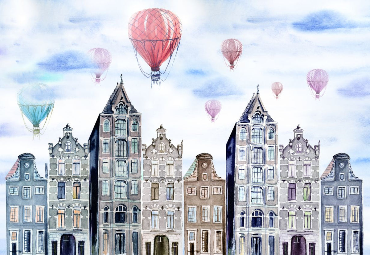Watercolor Amsterdam Wallpaper Mural in your room