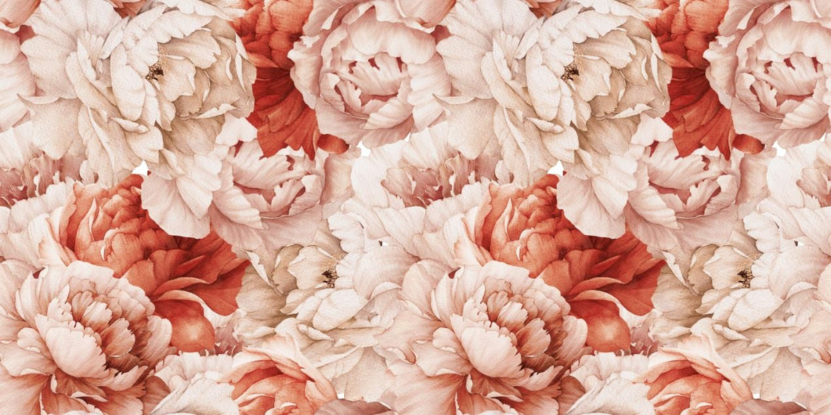 Shameless Peonies Florals Peel and Stick Wallpaper Murals in your room — zoomed