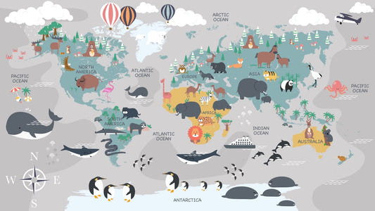 Children's World Map Wallpaper