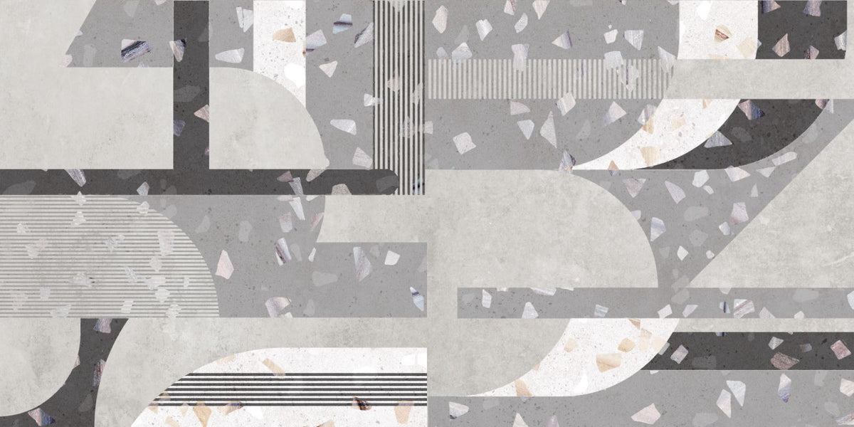 Gray Cement terrazzo tile wallpaper mural