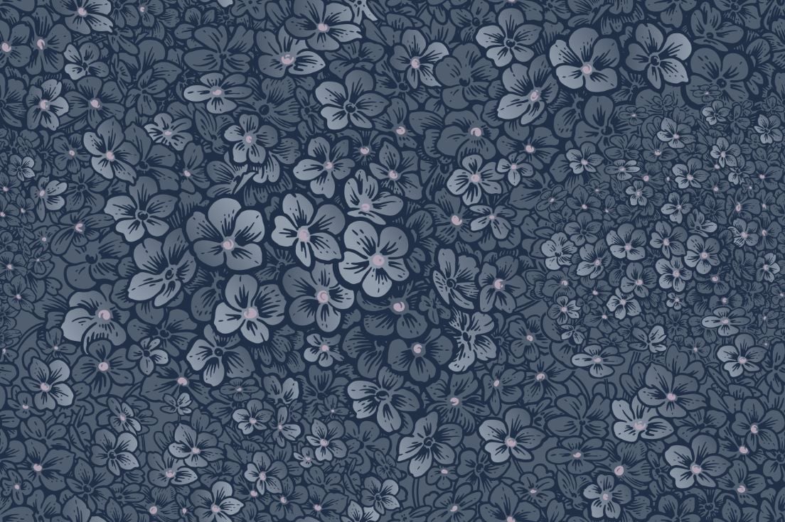 Navy Blue Garden Flower wallpaper Murals in your room — zoomed
