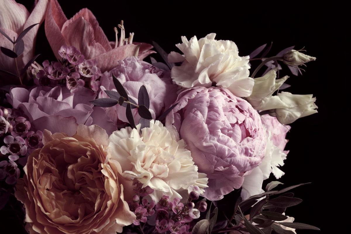 Dark Vintage Flower Wallpaper Murals in your room — zoomed