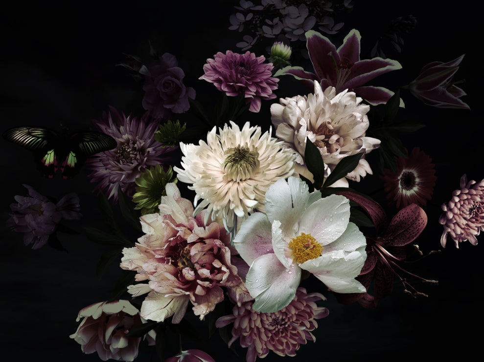 Lily Flower Wallpaper Mural in your room — zoomed