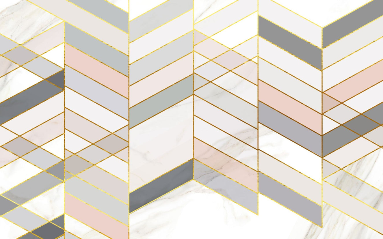 Geometric Shape Golden Effect Marble wallpaper murals