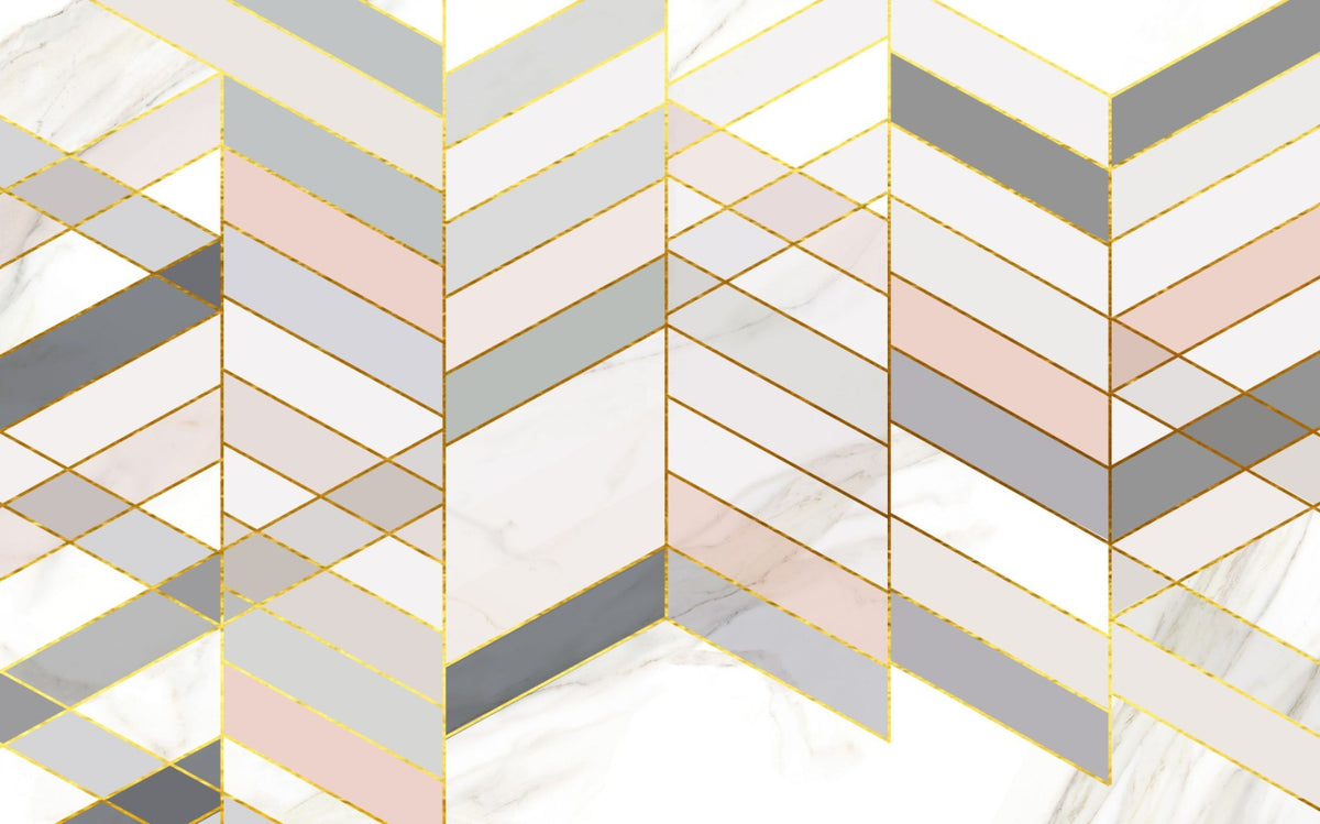Geometric Shape Golden Effect Marble wallpaper murals