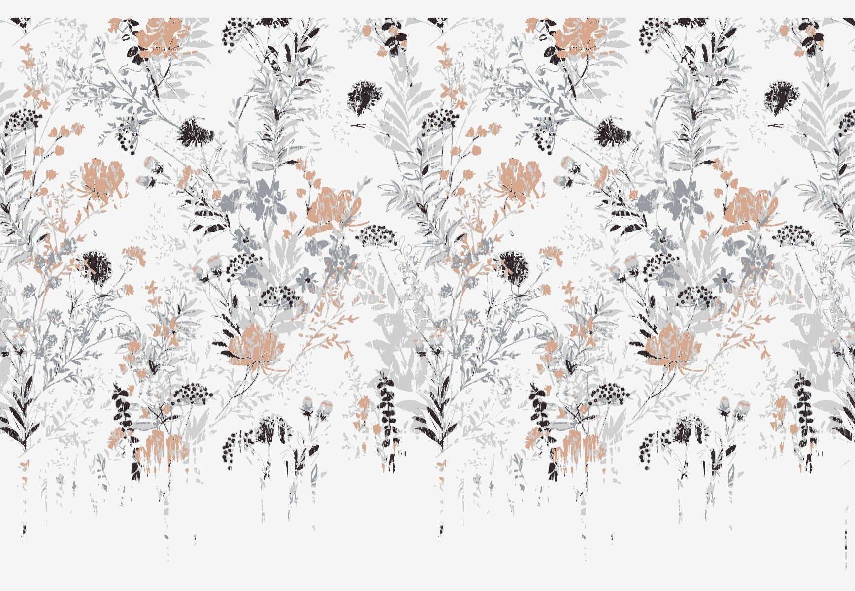 Retro Style Leaf Wallpaper Mural in your room — zoomed