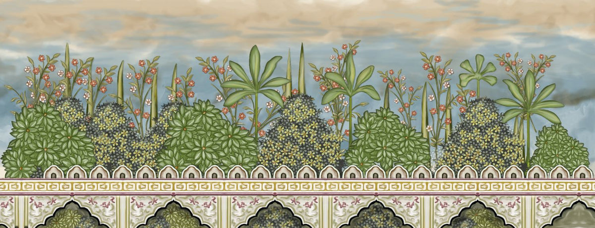 Mughal Garden wallpaper Mural in your room — zoomed