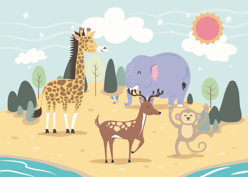 Animal on Island Wallpaper Mural in your room — zoomed