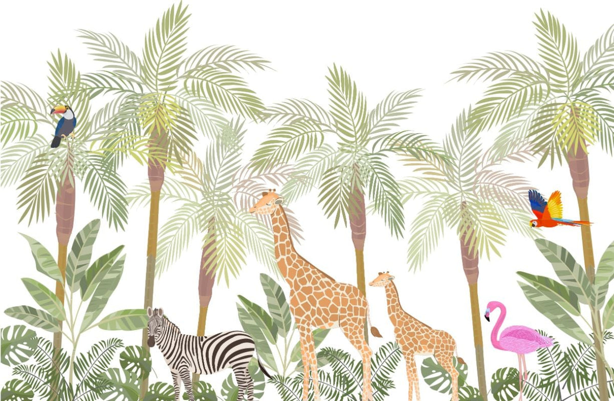 Safari Wild Animals Wallpaper Murals in your room — zoomed