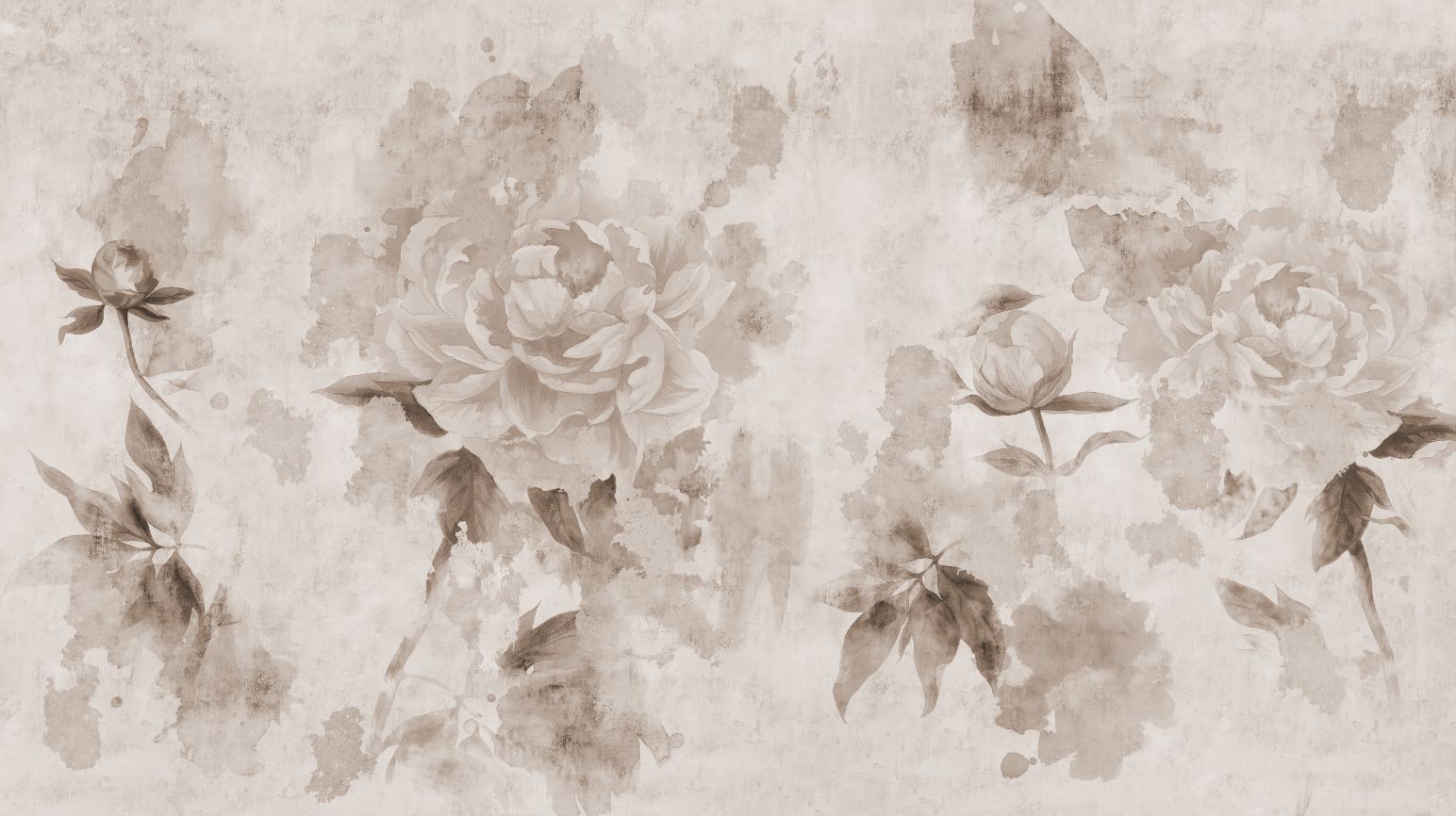 Sepia Color Peonies Flower Wallpaper in your room