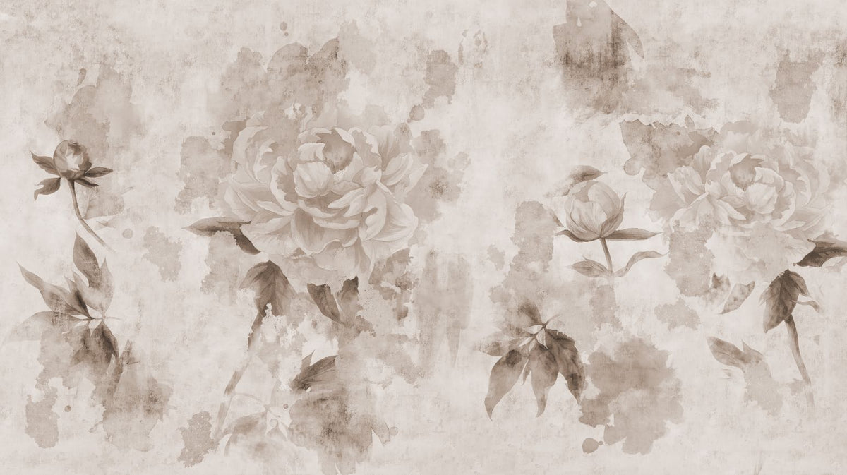 Sepia Color Peonies Flower Wallpaper