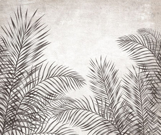 Monochrome Palm Leaves Wallpaper Murals