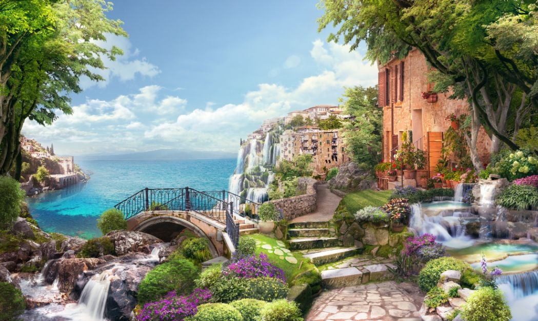 Ancient Houses of Italy Wallpaper Mural in your room — zoomed