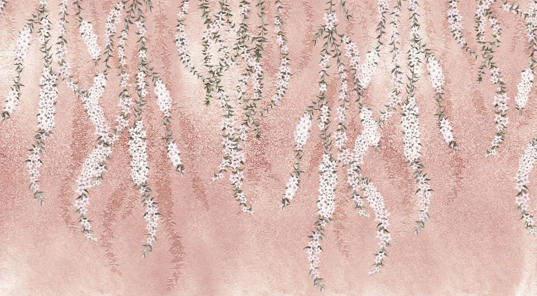 Hanging Flower branches on a pink wallpaper in your room