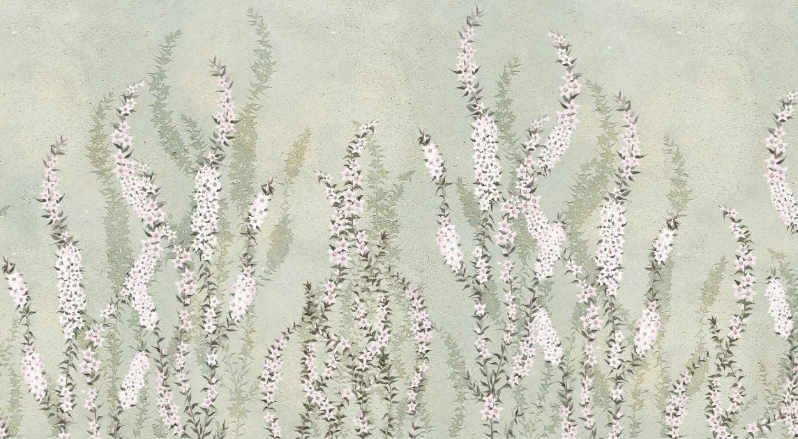 Hanging Flower on Green wallpaper murals