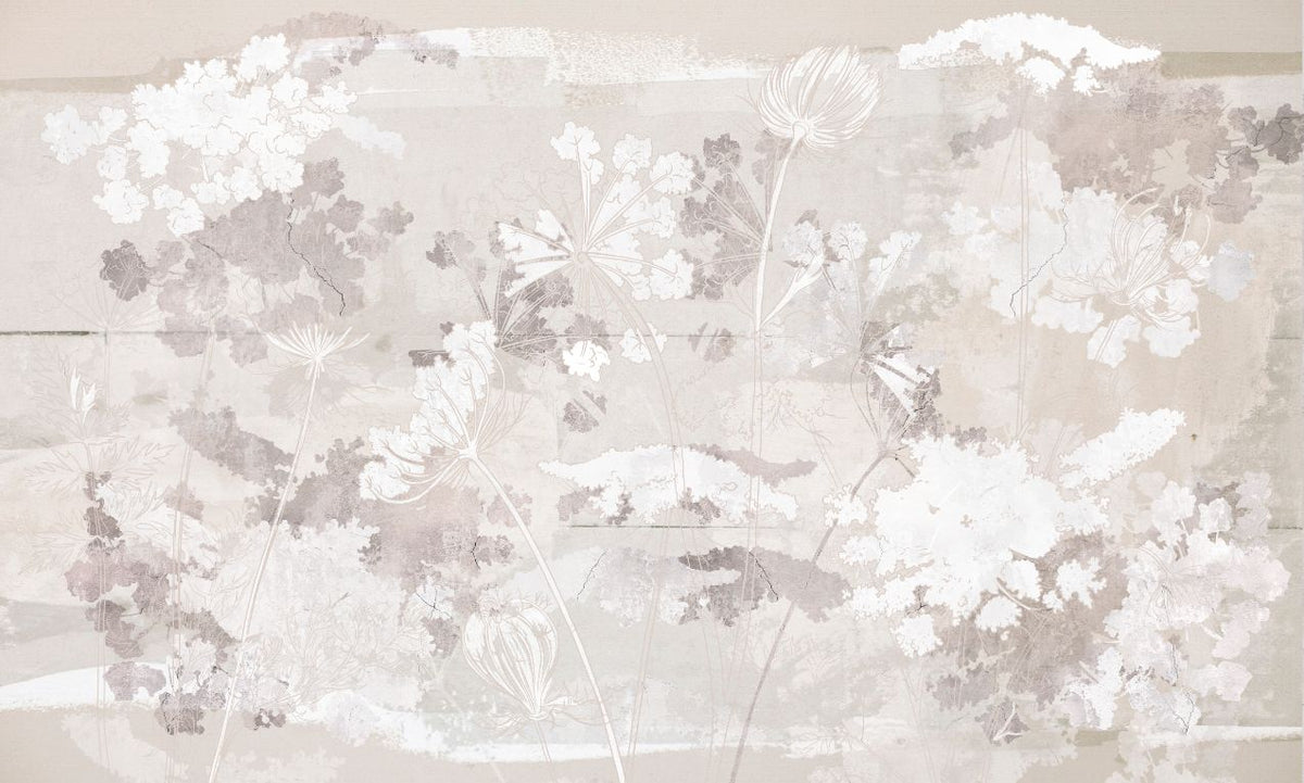 Wildflowers on brown concrete wallpaper murals in your room — zoomed