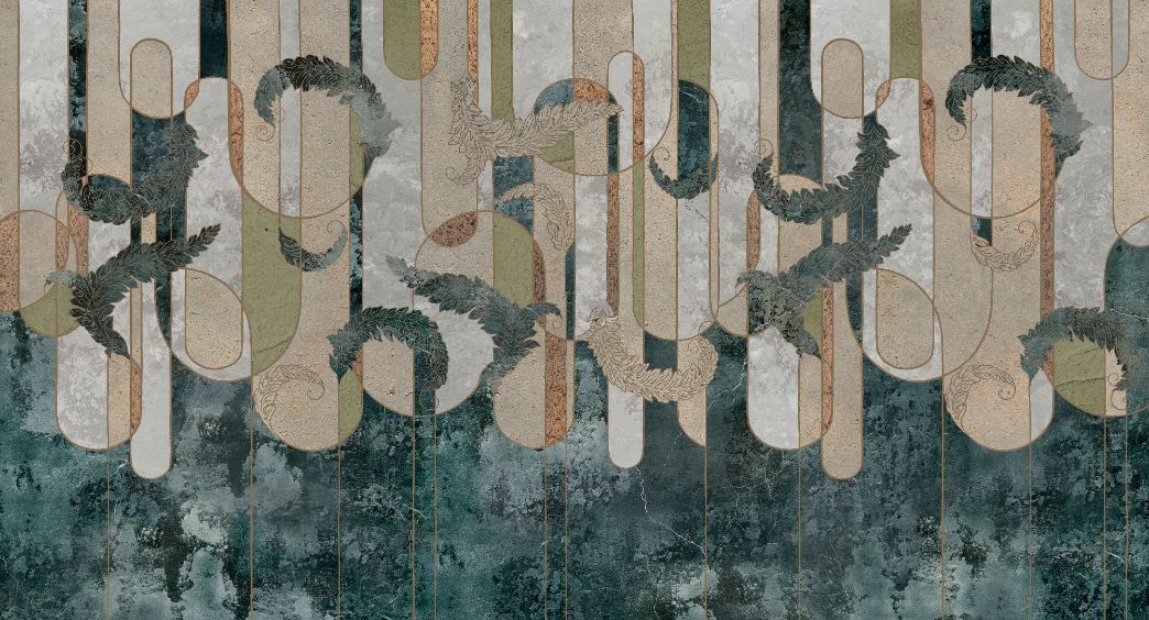 Geometry Green Concrete Wallpaper Murals in your room