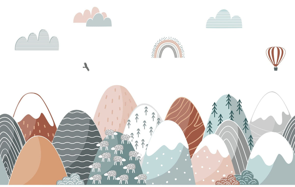 Colorful Mountains Wallpaper Murals in your room — zoomed