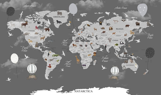 World Map Kids Room Wallpaper