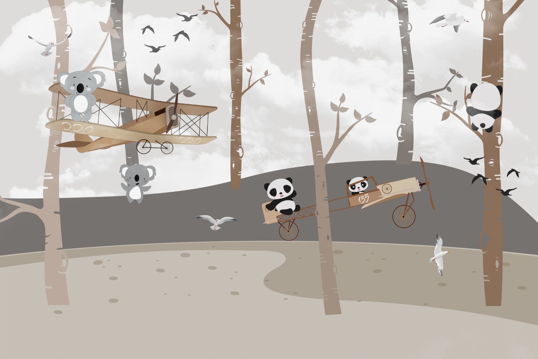 Cute koalas and pandas wallpaper Murals