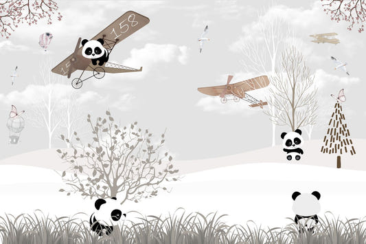 Playing pandas wallpaper murals