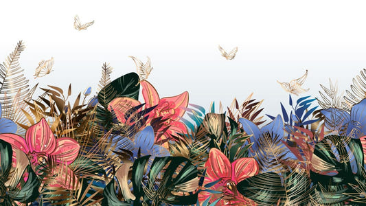 Tropical Leaves Green & Gold Wallpaper Murals