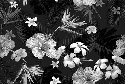 Black and White Floral Wall Mural