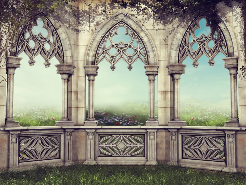 Retro Vintage Garden View Wallpaper in your room
