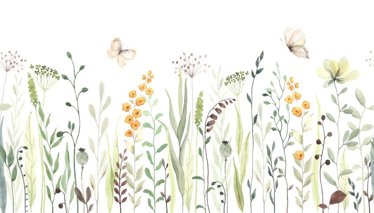 Watercolor Flower Wallpaper Mural in your room — zoomed
