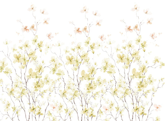 Watercolor yellow flower Wallpaper murals