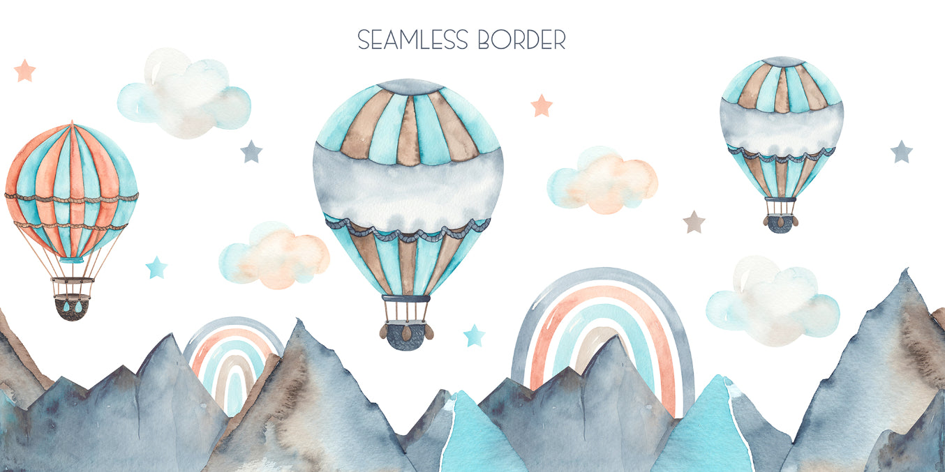 Watercolor Hot Air cWallpaper in your room — zoomed