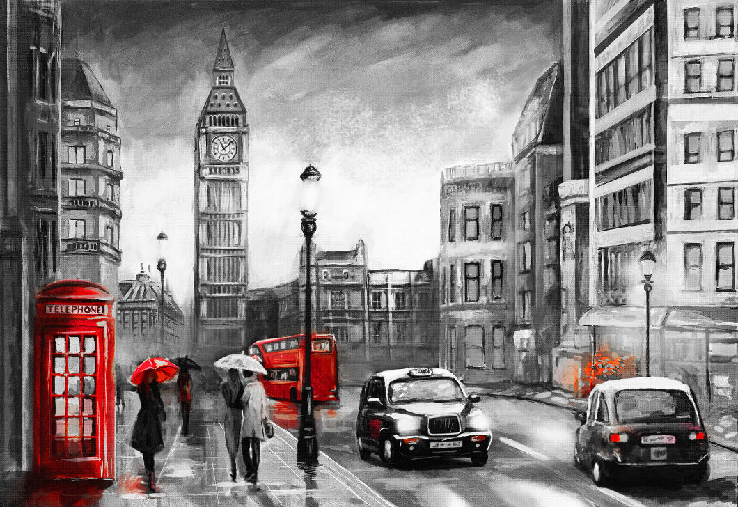 Oil Painting City Wallpaper Murals in your room — zoomed