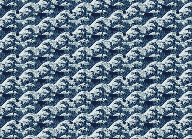 Japanese Great Wave Repeat Pattern Wallpaper