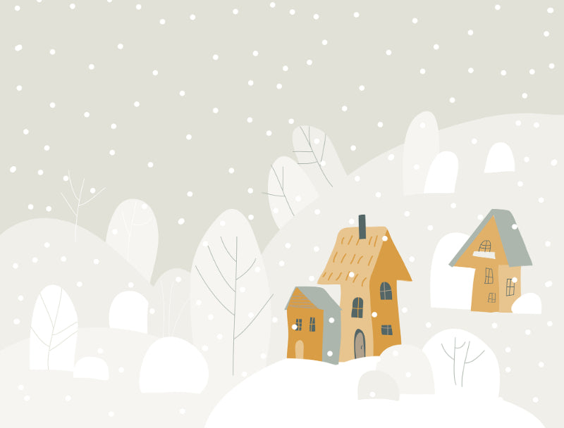 Cartoon Winter Cottages Wallpaper Mural in your room — zoomed
