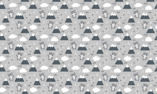 Kids Scandinavian Kitty Forest Repeat Pattern Wallpaper